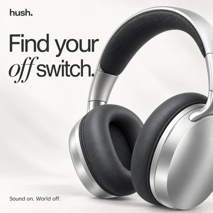 hush. square social creative: Find your off switch.