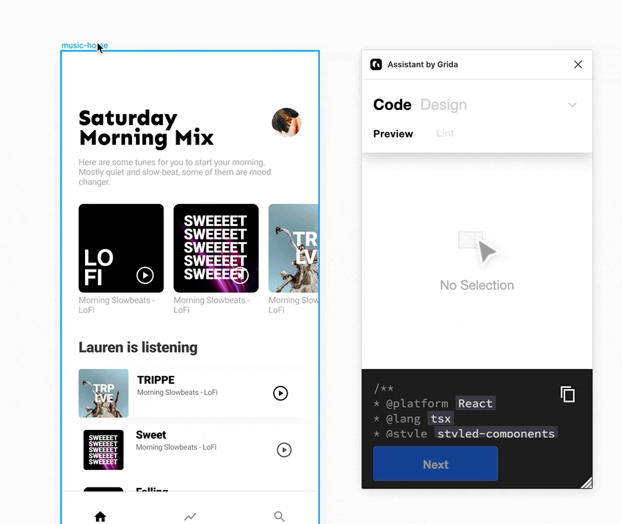 Run design lint with Grida Assistant figma plugin on your design instantly.